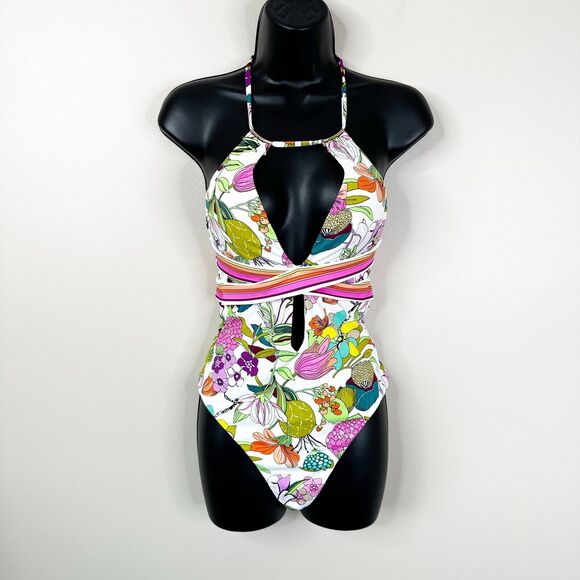 NEW Trina Turk Bathing Suit Sz 6 Key West Botanical Floral One Piece Swimsuit - Picture 3 of 13